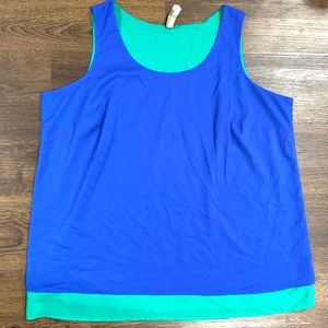 Penningtons Sleeveless Blue Tank Top +Green Lining